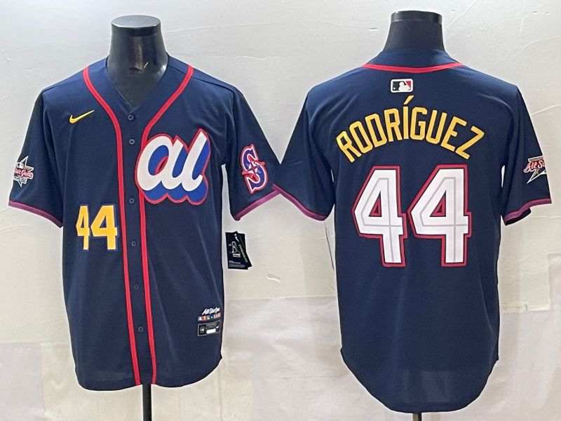 Men 2025 Seattle Mariners 44 Rodriguez dark Blue All star Nike MLB Jersey style 01